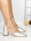 Pantofi cu Toc Gros S-3249 SILVER | BUONAROTTI