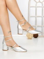 Pantofi cu Toc Gros S-3249 SILVER | BUONAROTTI