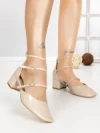 Pantofi cu Toc Gros S-3249 BEIGE | BUONAROTTI