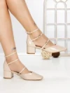 Pantofi cu Toc Gros S-3249 BEIGE | BUONAROTTI