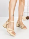 Sandale Dama cu Toc Gros S-5103 BEIGE | BUONAROTTI
