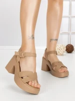 Sandale Dama cu Toc Gros A68339 KHAKI | BUONAROTTI