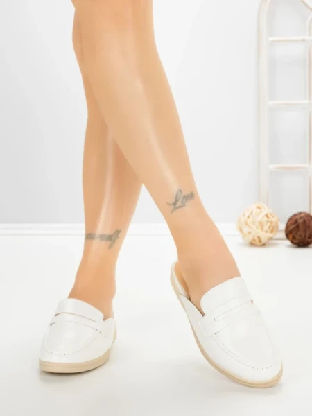 Papuci Dama cu Talpa Joasa 2301 WHITE | CM
