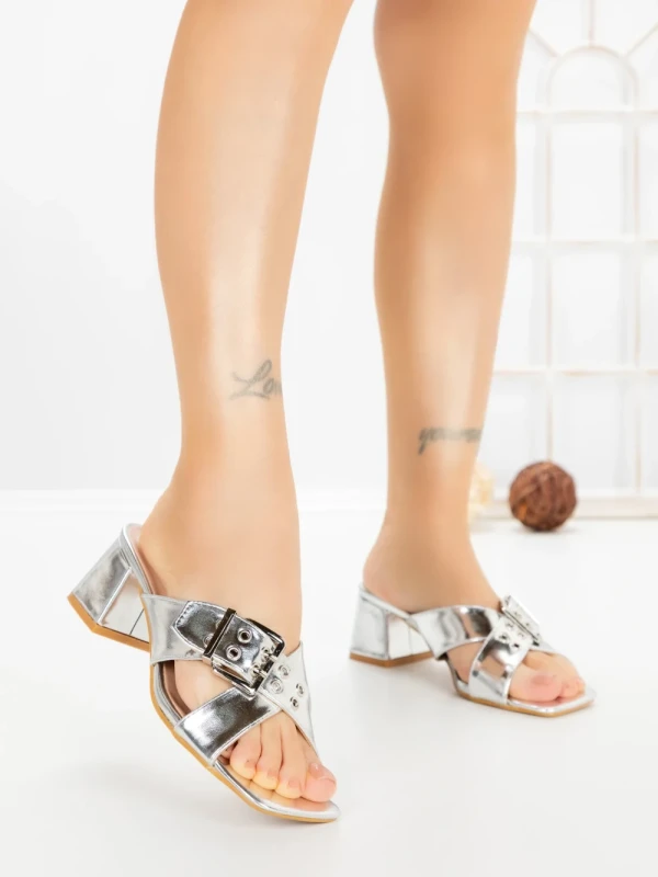 Papuci Dama cu Toc DD-213 SILVER | EMAS