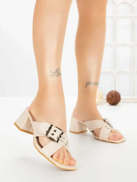 Papuci Dama cu Toc DD-213 BEIGE | EMAS