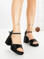 Sandale Dama cu Toc Gros DD-200 BLACK | EMAS