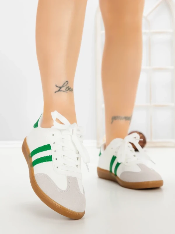 Pantofi Sport Dama LA-79 WHITE-GREEN | ANDERINA