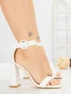 Sandale Dama cu Toc Gros FM5334 WHITE | ANDERINA