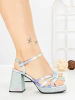 Sandale Dama cu Toc Gros si Platforma JM179E GREEN | ANNALISE