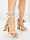 Sandale Dama cu Toc Gros F217 NUDE | GOWIN
