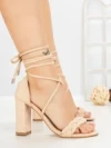 Sandale Dama cu Toc Gros F217 NUDE | GOWIN
