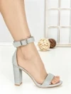 Sandale Dama cu Toc Gros 168-5B SILVER | CHERIE