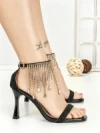 Sandale Dama cu Toc Subtire J-205 BLACK | CHERIE