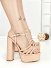 Sandale Dama cu Toc Gros si Platforma B6 NUDE | CHERIE