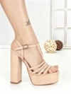 Sandale Dama cu Toc Gros si Platforma B6 NUDE | CHERIE