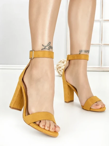 Sandale Dama cu Toc Gros 168-5 YELLOW | CHERIE