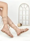 Sandale Dama cu Talpa Joasa LS-89161 CHAMPAGNE | ABLOOM