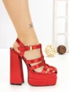 Sandale Dama cu Toc Gros si Platforma P-1287 RED | STEPHAN