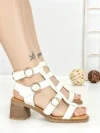 Sandale Dama cu Toc Gros FD-68 WHITE | STEPHAN