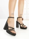 Sandale Dama cu Toc Gros si Platforma QQ-112 BLACK | STEPHAN