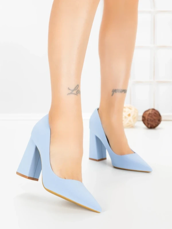 Pantofi cu Toc Gros G60-10 BLUE | FESTISIMO