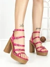 Sandale Dama cu Toc Gros si Platforma Y328-52 FUCSIA | FESTISIMO
