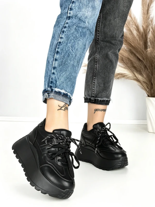 Pantofi Sport Dama cu Platforma 3570 BLACK | MEI