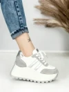 Pantofi Sport Dama cu Platforma 3596 SILVER | MEI