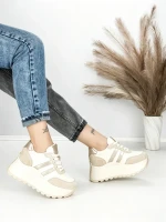 Pantofi Sport Dama cu Platforma 3596 BEIGE | MEI