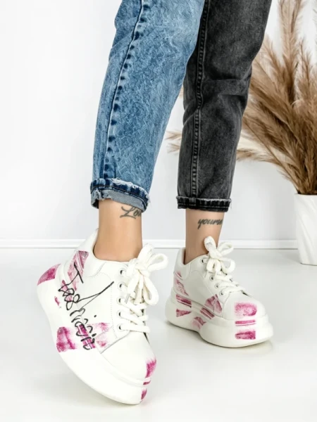 Pantofi Sport Dama din piele naturala 719-3 PINK | PANTOFUL