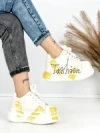 Pantofi Sport Dama din piele naturala 719-3 YELLOW | PANTOFUL