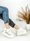 Pantofi Sport Dama din piele naturala 719-3 SILVER | PANTOFUL