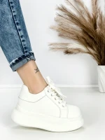 Pantofi Sport Dama din piele naturala 719-1 WHITE | PANTOFUL