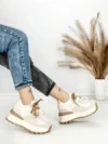 Pantofi Sport Dama din piele naturala 3651-3 BEIGE | PANTOFUL