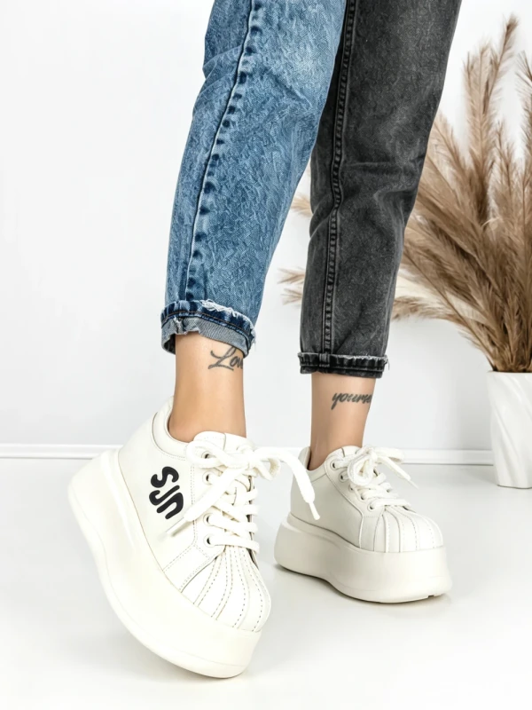 Pantofi Sport Dama din piele naturala 1561-1 WHITE | PANTOFUL