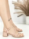 Sandale Dama cu Toc Gros BE-6009 PINK | BEUE SHOES
