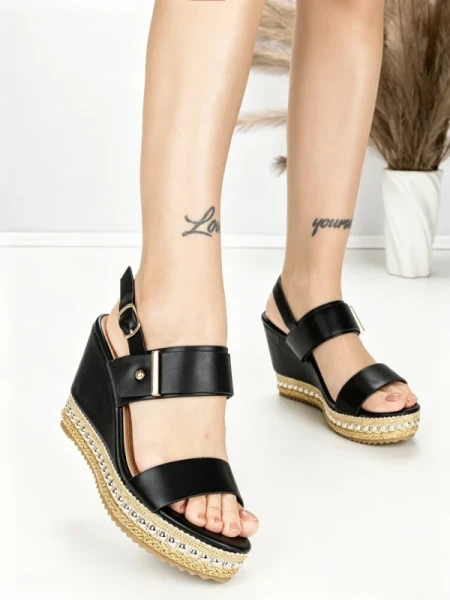 Sandale Dama cu Platforma BE-9023 BLACK | BEUE SHOES