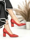Pantofi cu Toc Gros J-221 RED | CHERIE