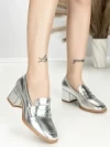 Pantofi cu Toc Gros L72168E SILVER | ABLOOM