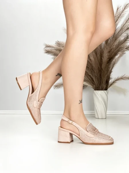 Pantofi cu Toc Gros L8576G PINK | ABLOOM