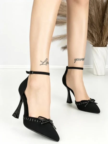 Sandale Dama cu Toc Subtire 6DC8 BLACK | MEI