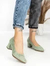 Pantofi cu Toc Gros JM881 GREEN | ANNALISE