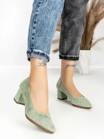 Pantofi cu Toc Gros JM881 GREEN | ANNALISE