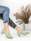 Pantofi cu Toc Gros JM881 GREEN | ANNALISE