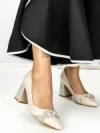 Pantofi cu Toc Gros DD89933 BEIGE | ABLOOM