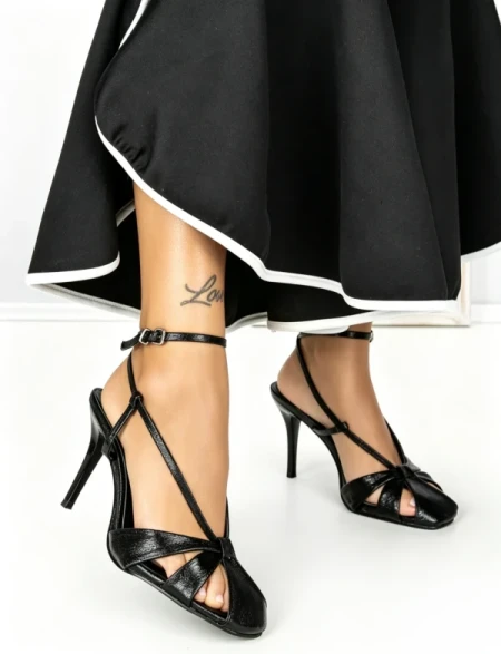 Sandale Dama cu Toc Subtire SY-30 BLACK | ABLOOM