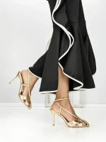 Sandale Dama cu Toc Subtire SY-30 GOLD | ABLOOM