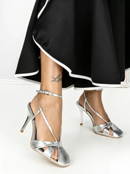 Sandale Dama cu Toc Subtire SY-30 SILVER | ABLOOM