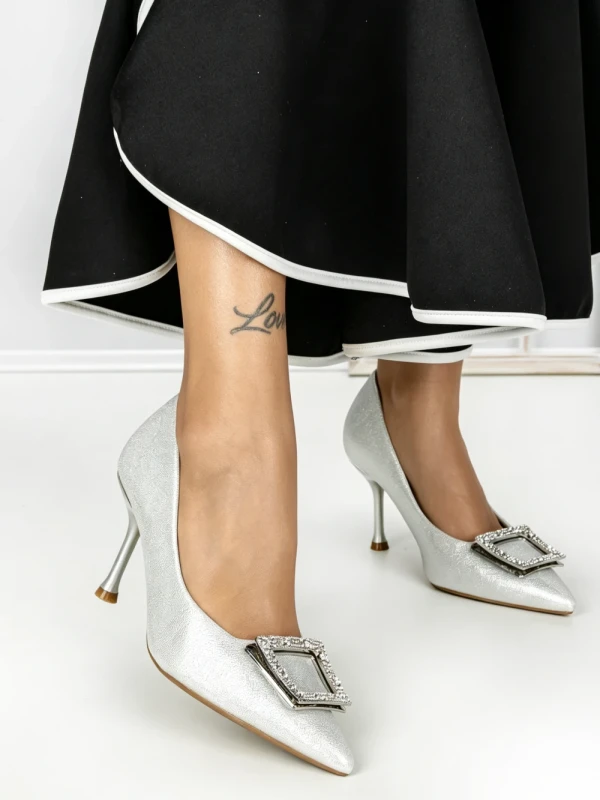 Pantofi Stiletto A7847-1 SILVER | ABLOOM