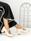 Pantofi cu Toc Gros 77-558 BEIGE | CM